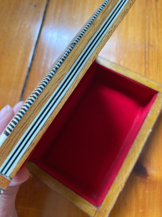 Lidded Wooden Box with Shell Inlay - Trinket Box … - image 4