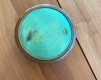 Vintage Brass Powder Tin - Art Nouveau Decorative Tin - Vanity Decor - Bathroom Home Accessories