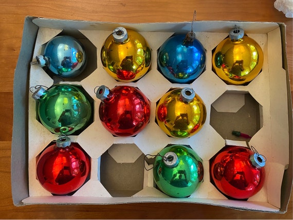 ヴィンテージガラスクリスマスオーナメント - マルチカラーボール - 10