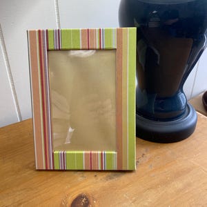Vintage Striped Fabric Picture Frame - 3.5&quot; x 5.25&quot; Frame - Vintage Home - Vacation Home - Gifts for Teens