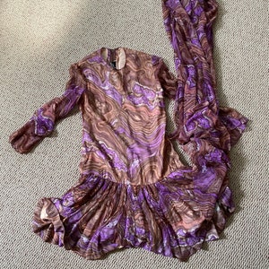Vintage Joan Leslie by Kasper Purple Chiffon Dress and Shawl - Union Made