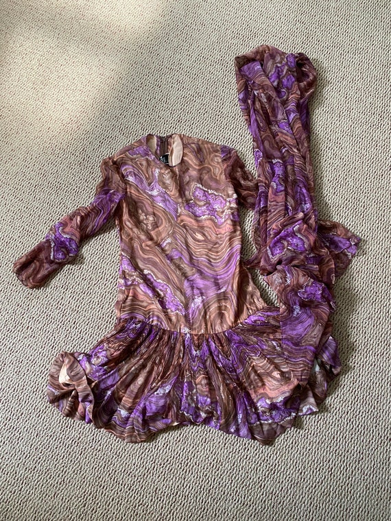 Vintage Joan Leslie by Kasper Purple Chiffon Dres… - image 1