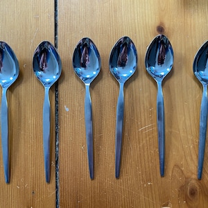 Vintage Japanese Stainless Steel Soup Spoons - Set of 6