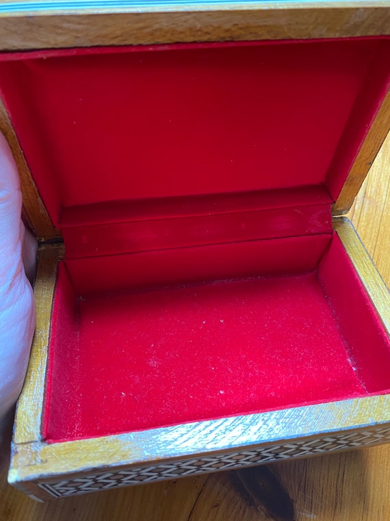 Lidded Wooden Box with Shell Inlay - Trinket Box … - image 2