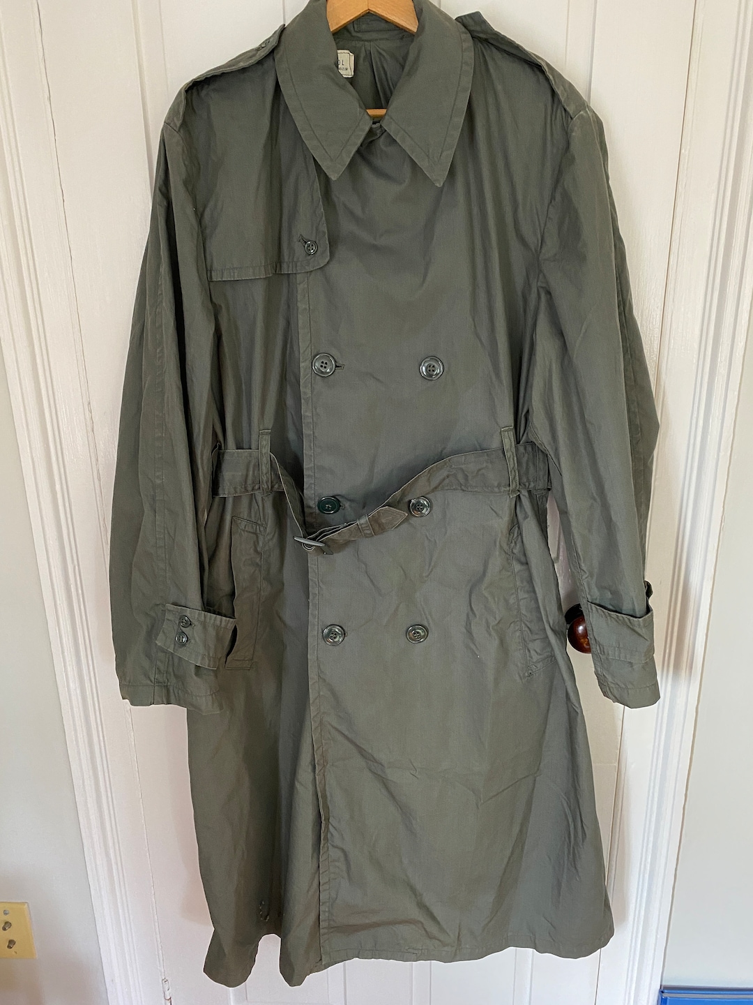 Vintage 1960s Men's Nylon Quarpel Army Green Raincoat DSA 100-67-C-1668 ...