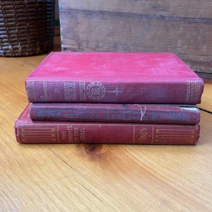 Bundle of Little Red Vintage Hardcover Books - Set of 3 - Vintage Library Decor