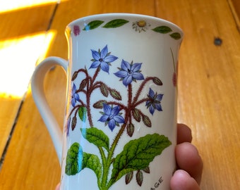 Mug en porcelaine fine Kent Pottery - Herbes et fleurs du jardin - Porcelaine fine fabriquée en Angleterre