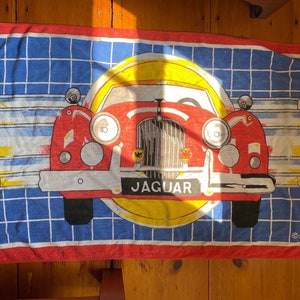 RARE Vintage 1980s A La Carte Beach Towel - Jaguar Cars - Vintage Cars