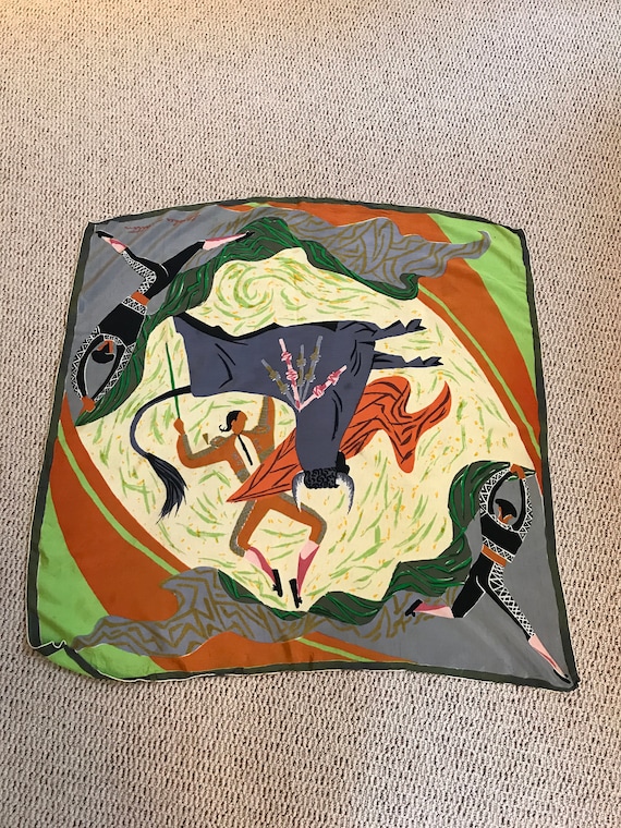 Rare Fletcher Martin Silk Bullfight Scarf - Vinta… - image 10