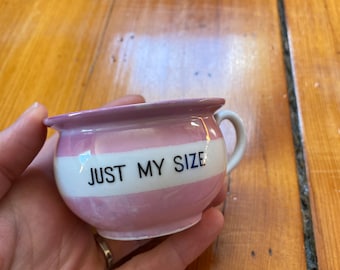 Mug pour bébé Lustreware - « Juste ma taille » - Article lustré rose et blanc - Fabriqué en Allemagne