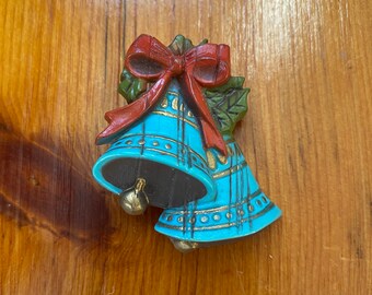 Vintage Molded Plastic Holiday Bells Brooch