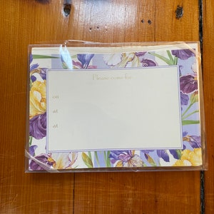 vintage Caspari Invitations « Iris Garden » par Pamela Gladding - Ensemble de 10 - Boîte non ouverte