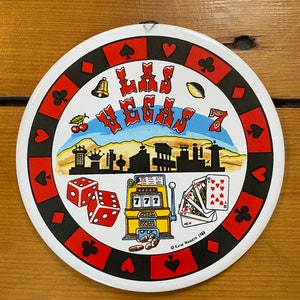 vintage Las Vegas Souvenir Wall Hanging - 1988 Karol Western Corked Backed Dessous de plat