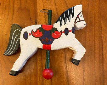 Vintage handgemaakte houten carrousel paard - Kerstmis Ornament