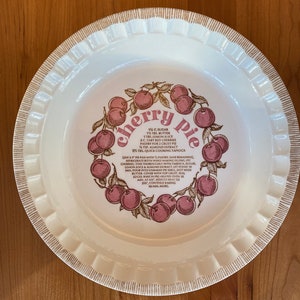 Vintage Royal China by Jeannete Ceramic Pie Plate - Cherry Pie Recipe - 10&quot; Deep Dish Pie Plate - Vintage Home