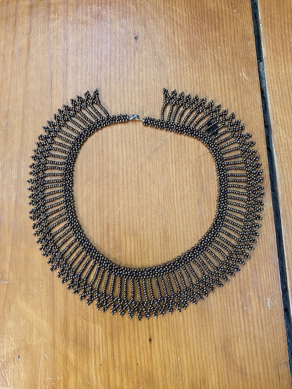 Vintage Handmade Beaded Collar Necklace - 1990s Be