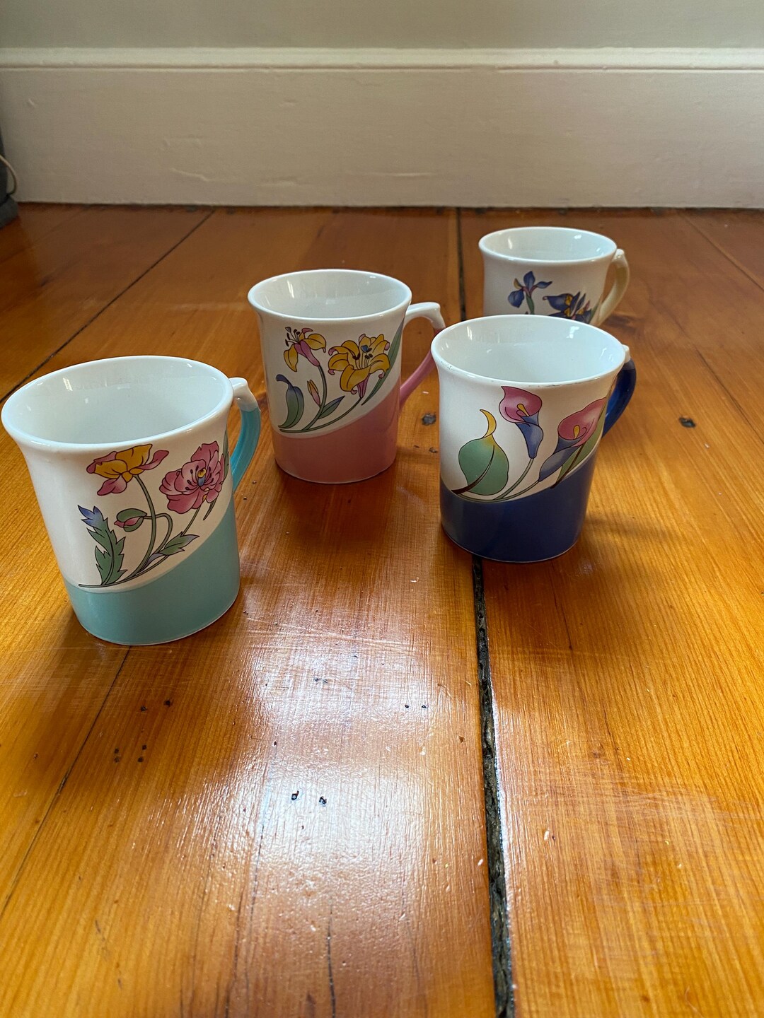 Vintage Flower Mugs - Choose From Assorted Colors - Etsy