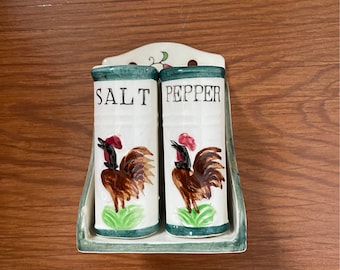 Vintage Porcelain "Books" Salt and Pepper Shakers - Made in Japan - Wall Display Holder