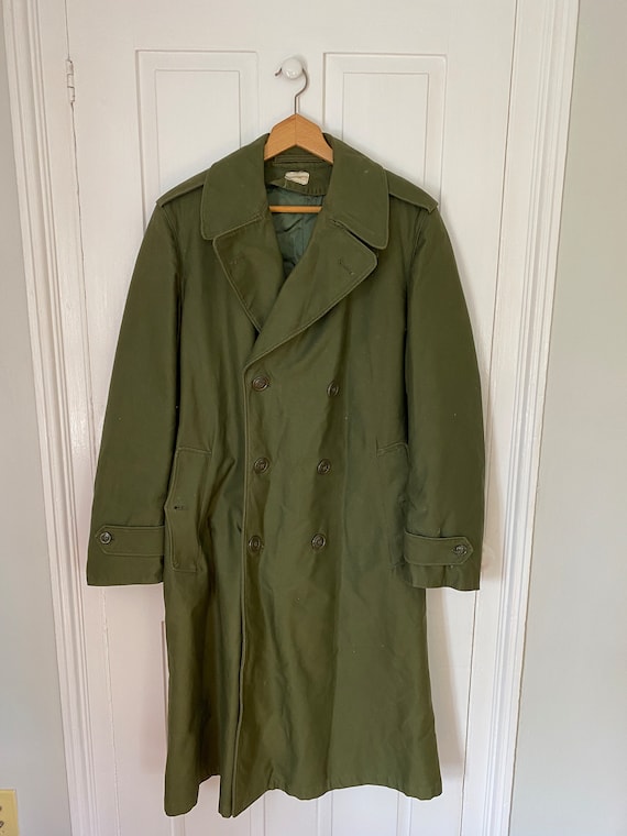Vintage 1960s Men's Wool and Cotton Army Overcoat With Liner - OG