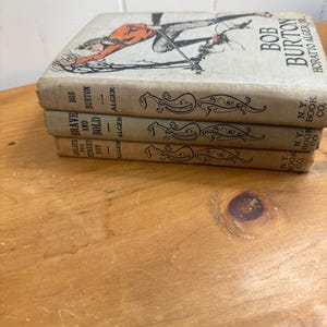 Bundel antieke Horatio Alger-boeken - set van 3 - vintage bibliotheekdecor