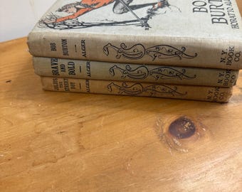 Bündel antike Horato Alger Bücher - 3er Set - Vintage Bibliothek Dekor