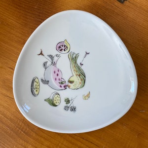 Vintage Rosenthal Triangle Dish - German - Mid century - Hand painted - Signed Bele Bachem - Kissing Fish