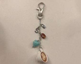 Sabrina Carpenter Inspired Silver Espresso Heart Keychain Personalized Bag Charm