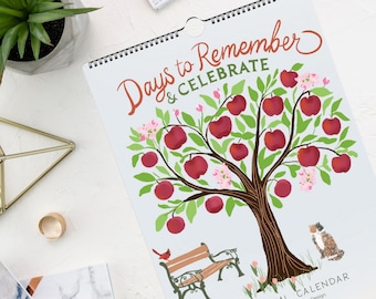 Eeuwigdurende verjaardagskalender | Botanische wandkalender | Verjaardags- en jubileumtracker | Met de hand geïllustreerd, ongedateerd cadeau voor moeder