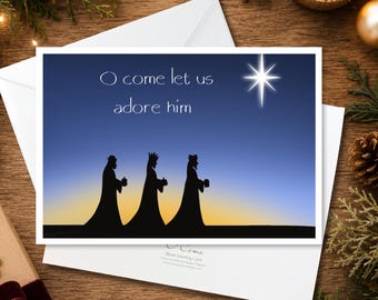 Three Wise Men Christmas Cards, Religious Nativity Set of 12