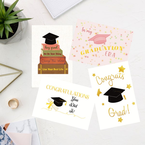 Graduation Cards  | Congrats Grad, You Did It, Live Your Best Life, Graduation ERA | Black & Gold Design | 4.25x5.5