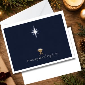 Nativity Christmas Cards, A Weary World Rejoices Set of 12