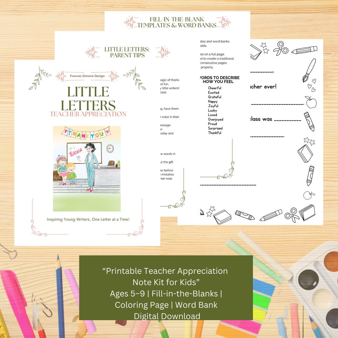 Teacher Appreciation Note Kit: Fill-in-the-blank Thank You Cards ...