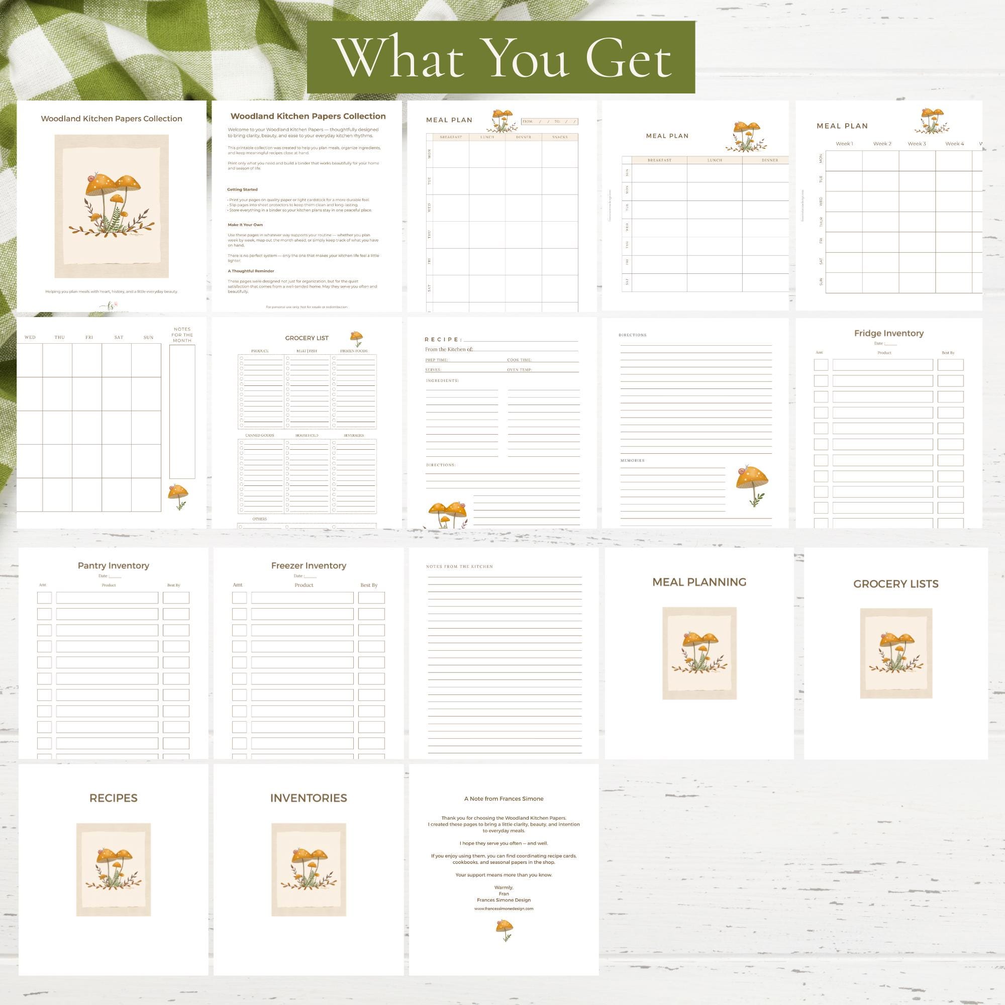 Meal Planner Printable Bundle, Kitchen Planner Kit, Recipe & Grocery ...