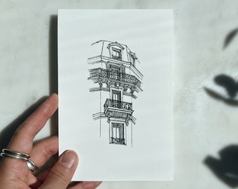 Ansichtkaart Parijs tekening