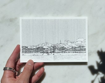 Postcard postage travel sketch