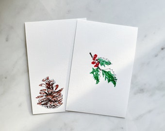 Lot de 2 cartes de Noël | dessin au pastel à l'huile