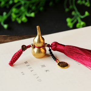 Brass Wu Lou Keychains Chinese Gourd Feng Shui Hu Lu Decorations Calabash Pendant Key Rings for Good Luck Fortune Longevity Wealth Success