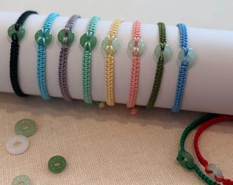 Custom Peaceful Jade String Bracelet: Adjustable Lucky Charm