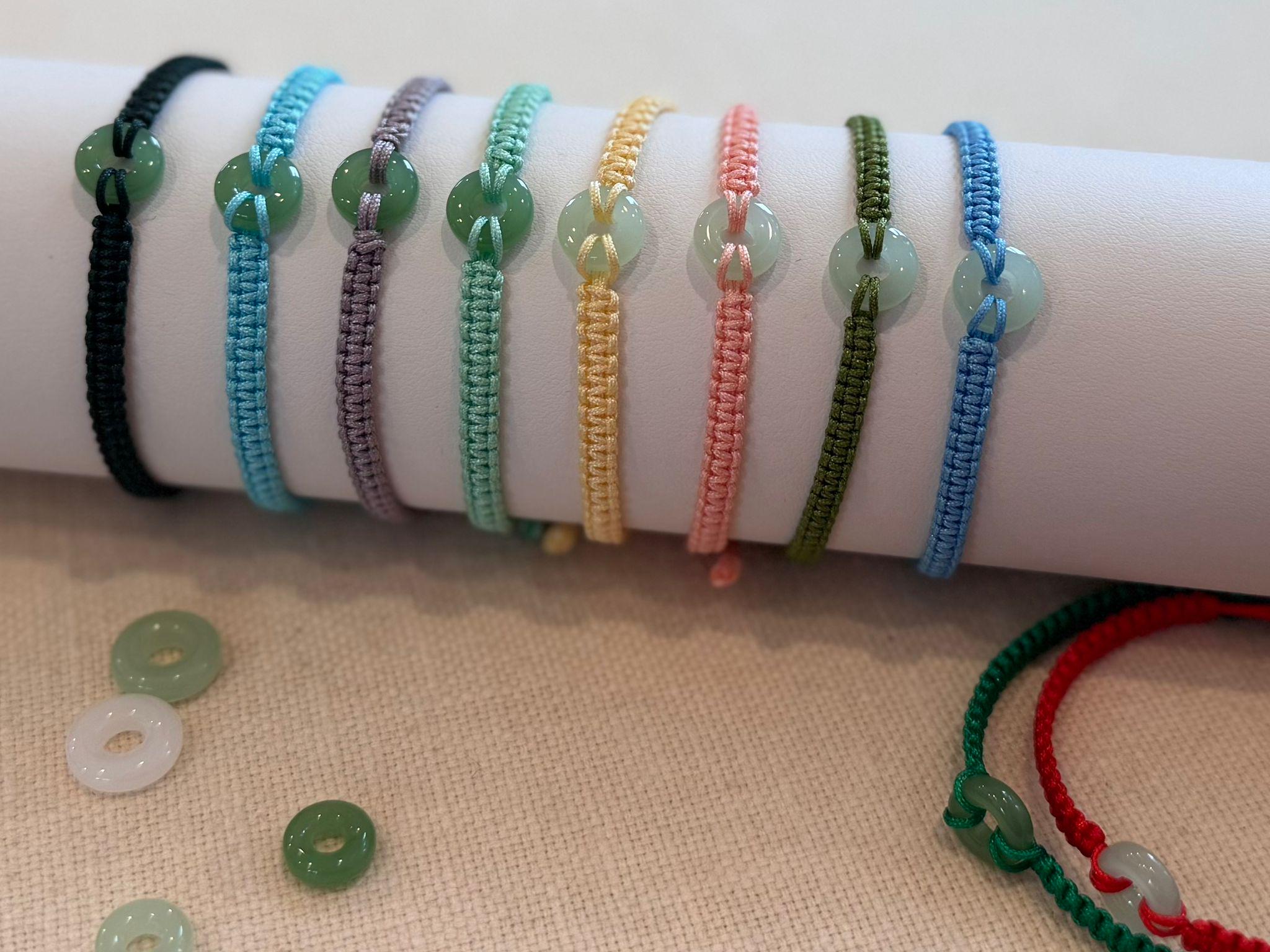 Custom Peaceful Jade String Bracelet: Adjustable Lucky Charm - Etsy