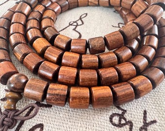 Handmade Natural Dark Rosewood Mala Bracelet 108 Beads Meditation Protection Calming Energy Buddhist Prayer Wooden Necklace