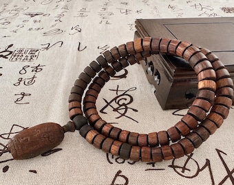 Agarwood Mala 108 Beads Bracelet Bead Necklace Jewelry Lucky Protection Beads 5mmX9mm 34 g