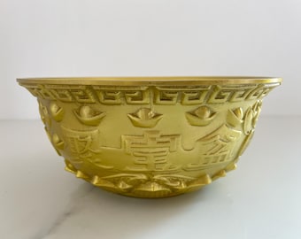 Brass Feng Shui Wealth Bowl | Good Luck Abundance Prosperity Treasure Home Decor Gift