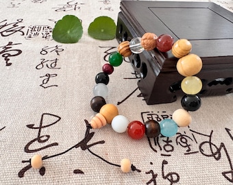 18 Beads Bodhi Seed Bracelet Adjustable Peace Prayer Beads Multi Gemstone Stretch Jewelry