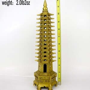 Wenchang Tower 文昌塔Fengshui Pagoda 13 storey Brass Protection Business Rises Study Home Decoration Gifts Decor Collectible Mascot Ornaments
