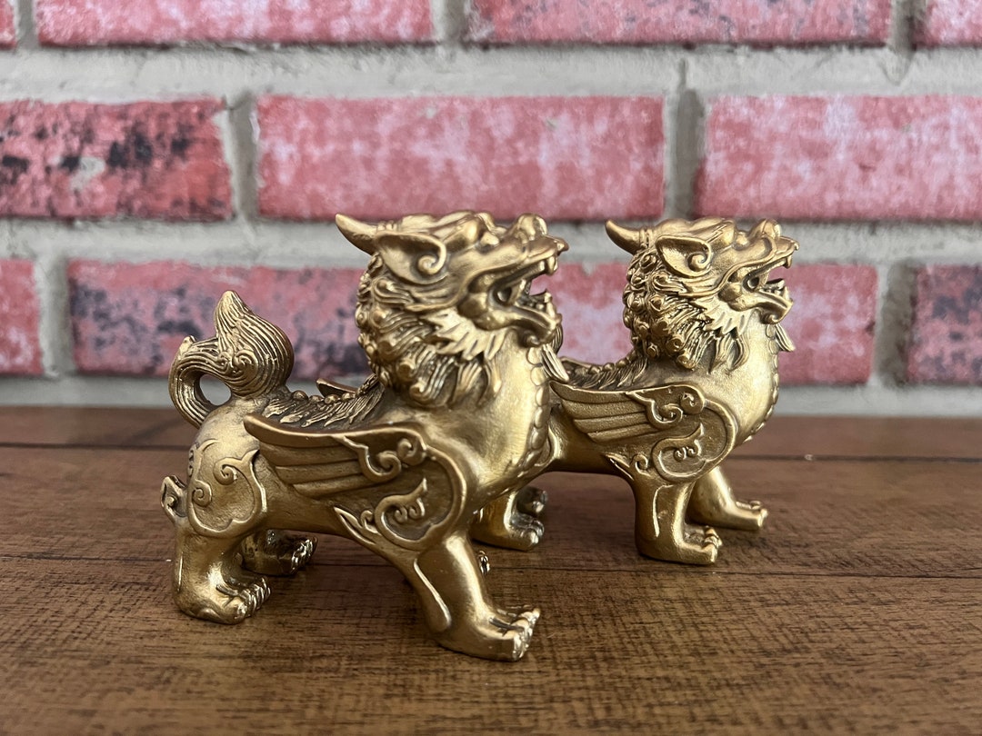 Pure Brass Pi Xiu Statue Pair | Feng Shui Wealth Attracting Figurine ...