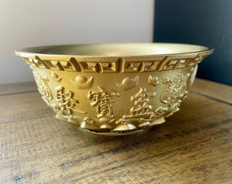 1LB1OZ Feng Shui Treasure Bowl Brass Money Bowl Ornaments Wealth Good Lucky Bowl Attract Treasure Home Office Decorations Porsperity Gift聚宝盆
