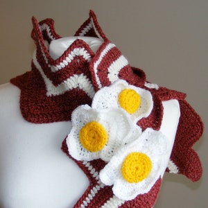 Bacon and Egg Scarf Crochet Pattern - Fun and Easy - Make a Gift for your Vegan Friend
