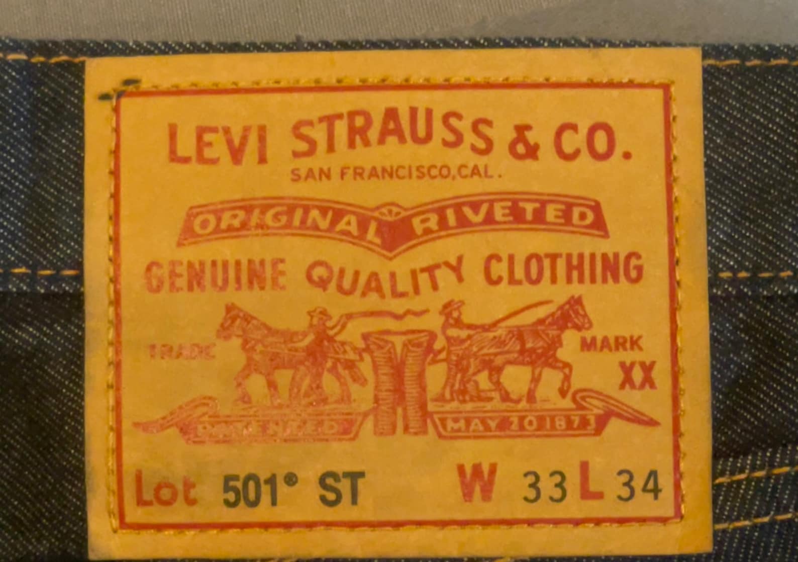 Men's Levi's 501 ST Big E Blue Jeans, Size 33x34, Like New. San ...