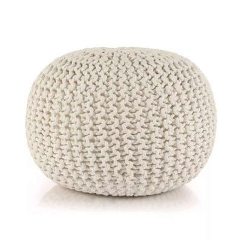 Pouf en Tricot Fait Main, 100% Coton