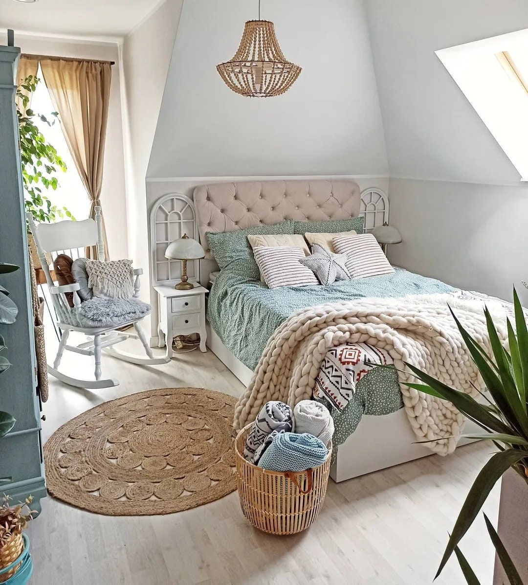 Tapis Rond en Jute Tressé, Design 150 cm